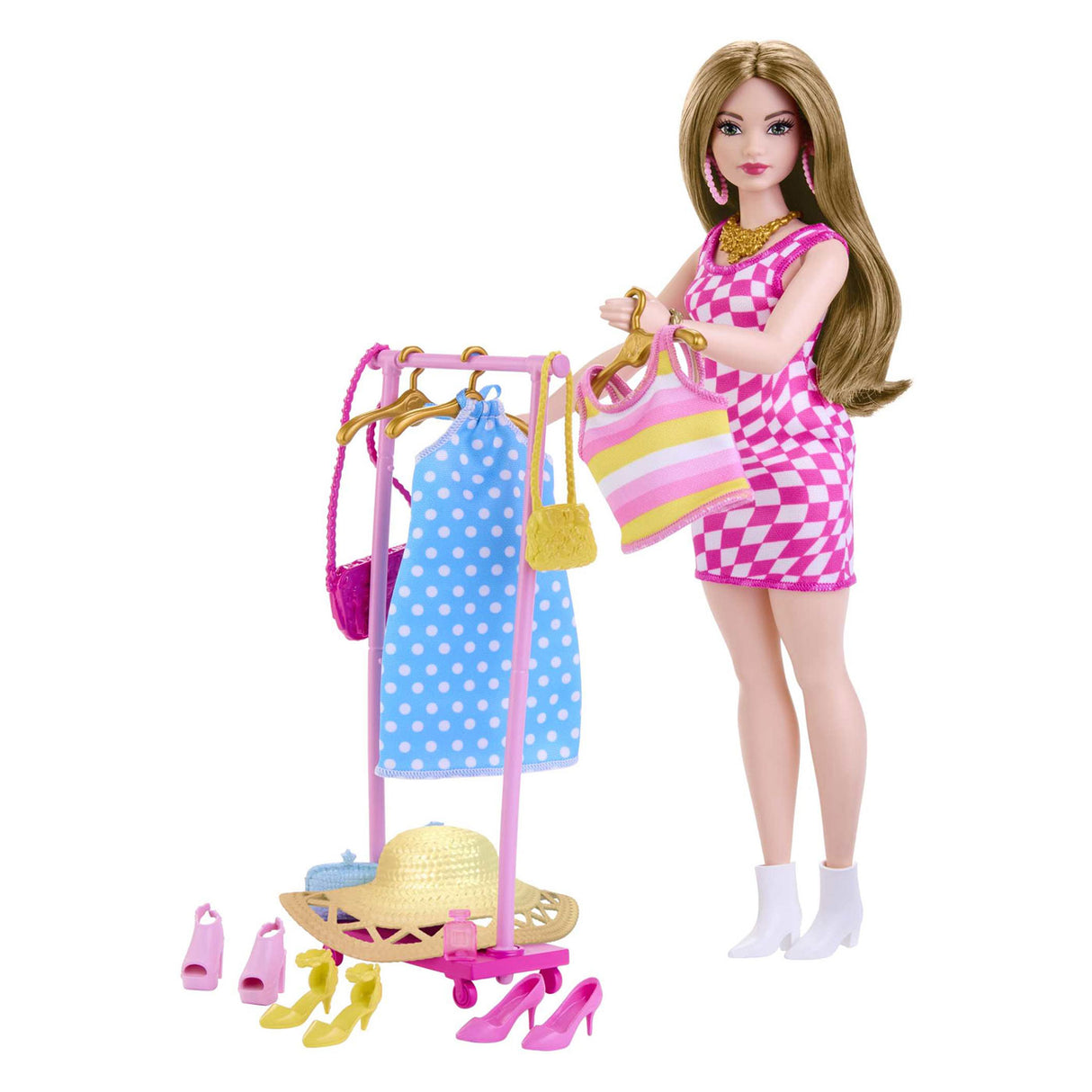 Mattel fashionista pop con estante de ropa