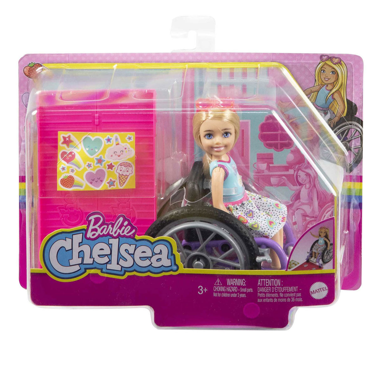 Mattel Chelsea wózek inwalidzki mody blond