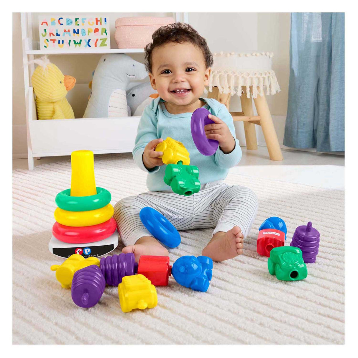 Fisher price stacking tower and click beads
