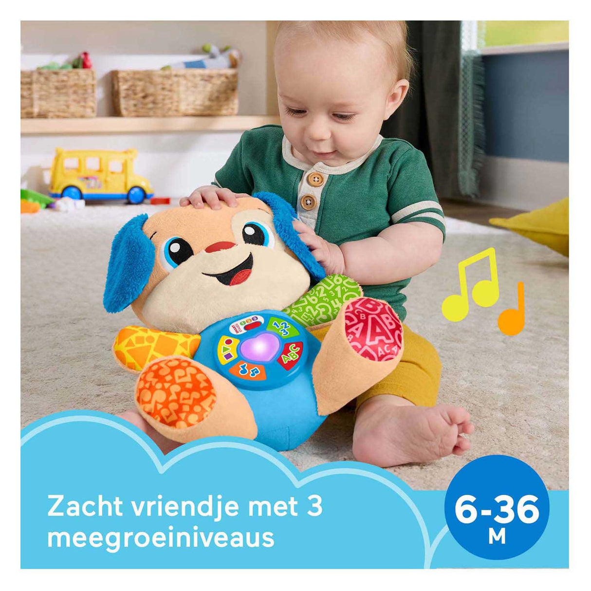 Fisher-Price mokymosi smagus augantis šuniuko žaislas - muzikinis mielas žaislas