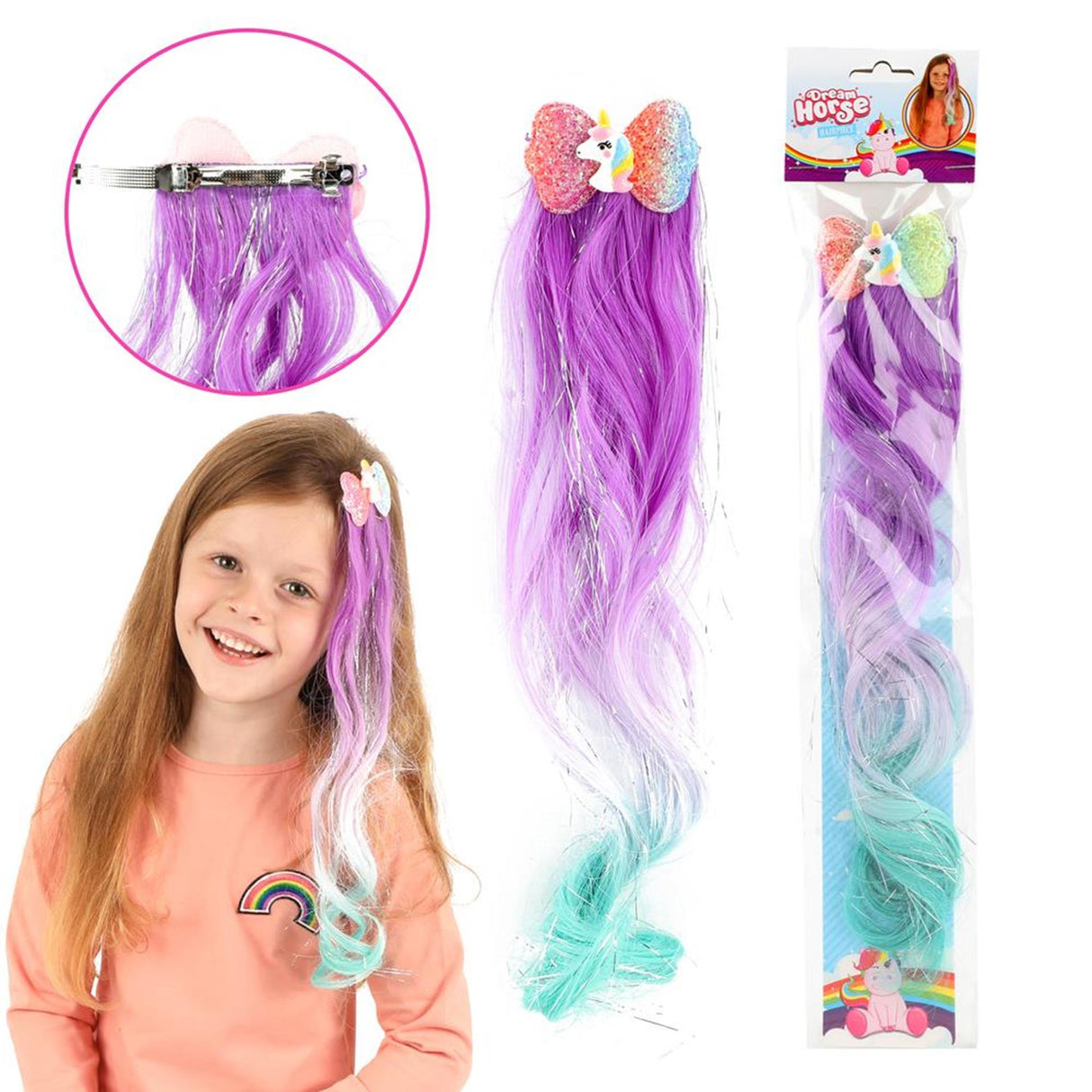 Dream Horse Haarlok med glitter enhjørning
