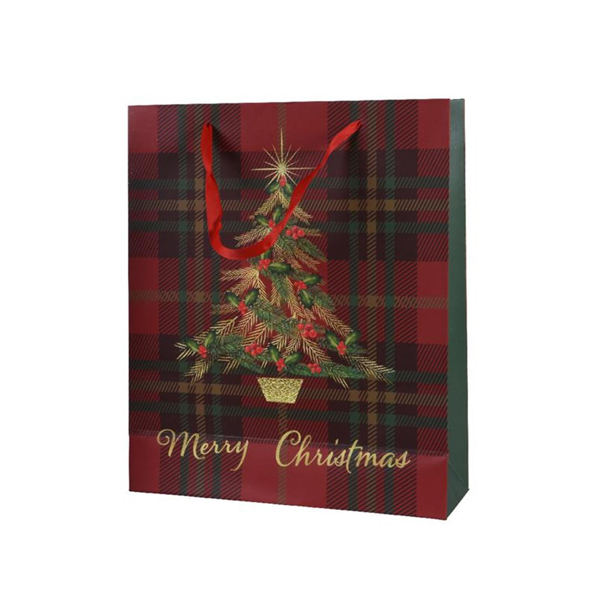 Decoris Geschenkbeutel Chrëschtbeemchen Rot 8x18x24cm