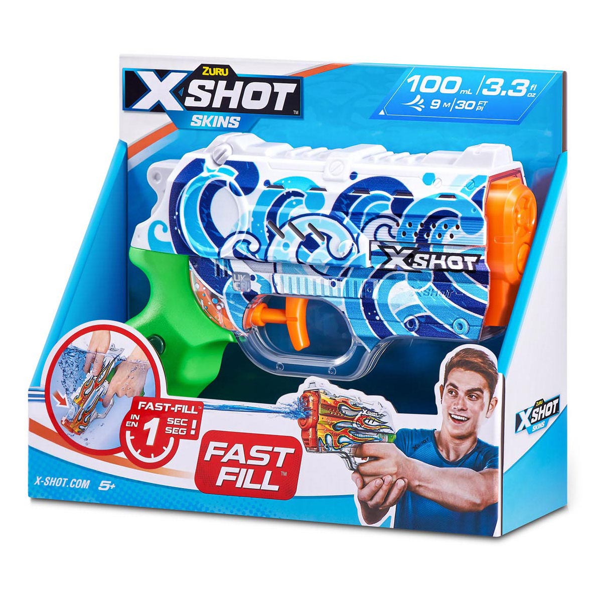 Zuru X-Shot Wasserpistole schnell Füllung Skins Nano, 100 ml