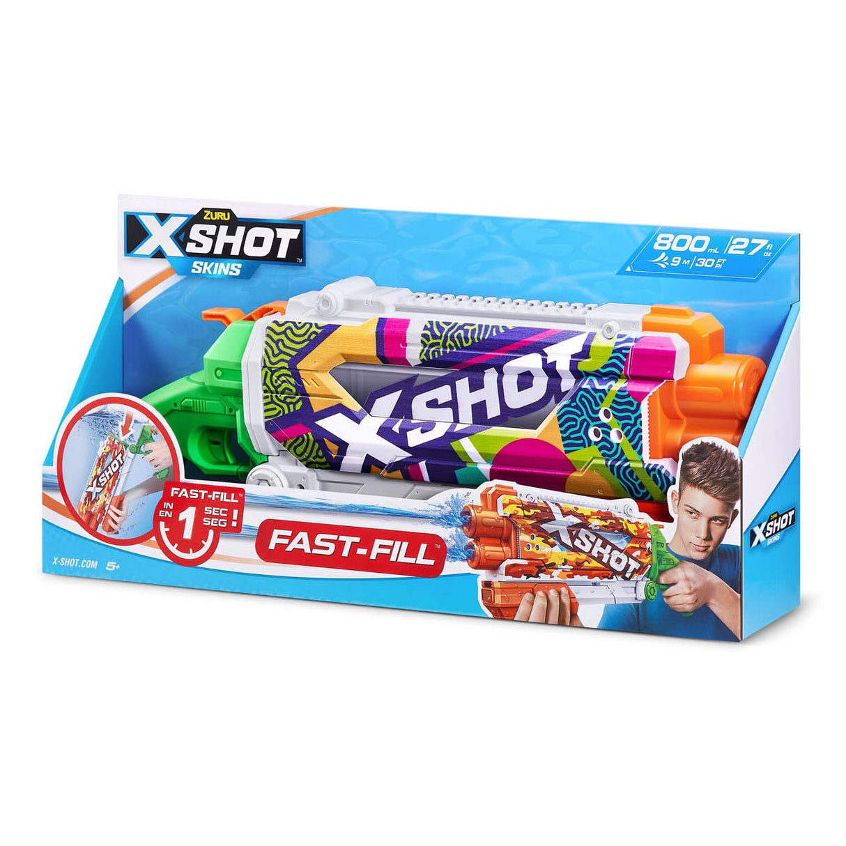 Zuru X-Shot Water Gun Fast Fill Skins Pump Action, 500 ml