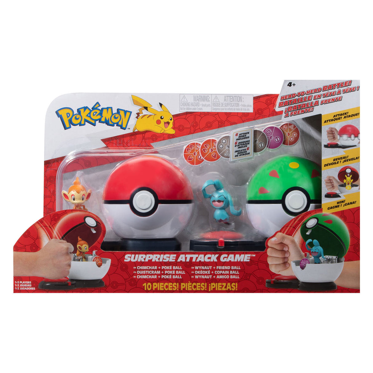 Boti Surprise Attack Game Set Set Chimchar Poke Ball vs Wynaut Friend Ball