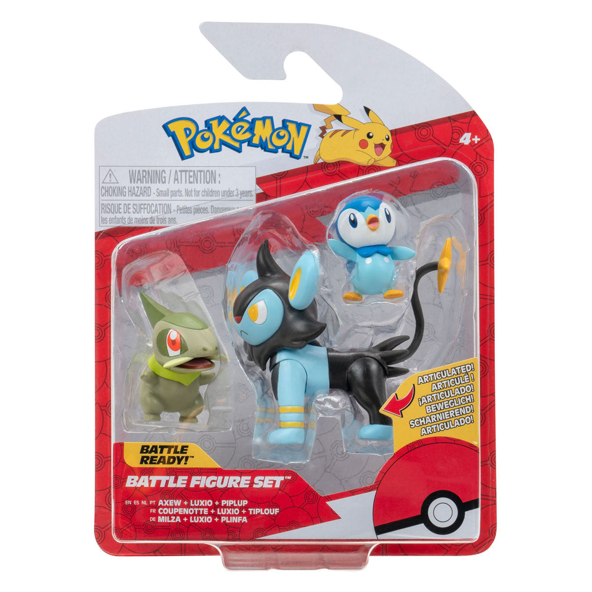 Boti Battle Figure Speelset Axew, Luxio, Piplup