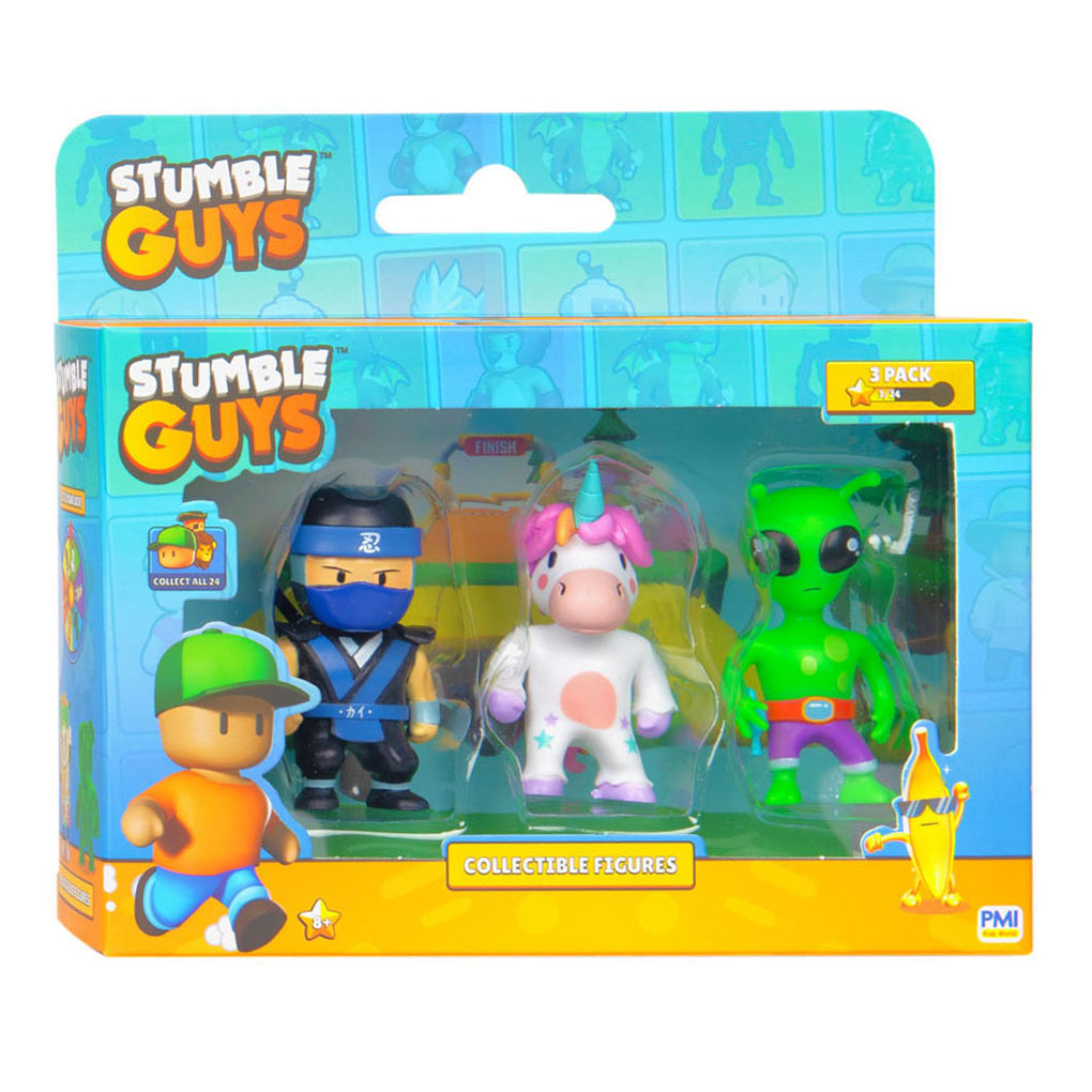 Boti Stumble Guys action figures Ninja Kai, Sprinkles, Green Alien, 3st.