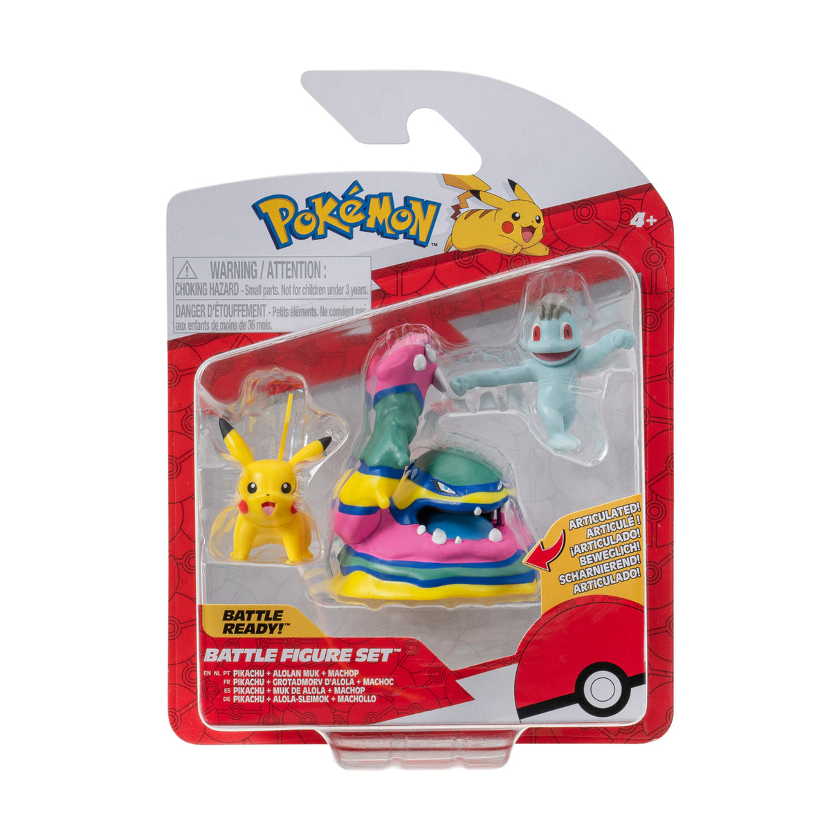 Boti Batte Figure Set Machop, Pikachu, Alolan Muk, 3: a.