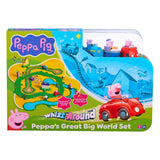 Gear2play peppa gris suser rundt - Peppas store wide world lekesett - modulær spor for suser rundt kjøretøy - interaktiv med musikk og lyd