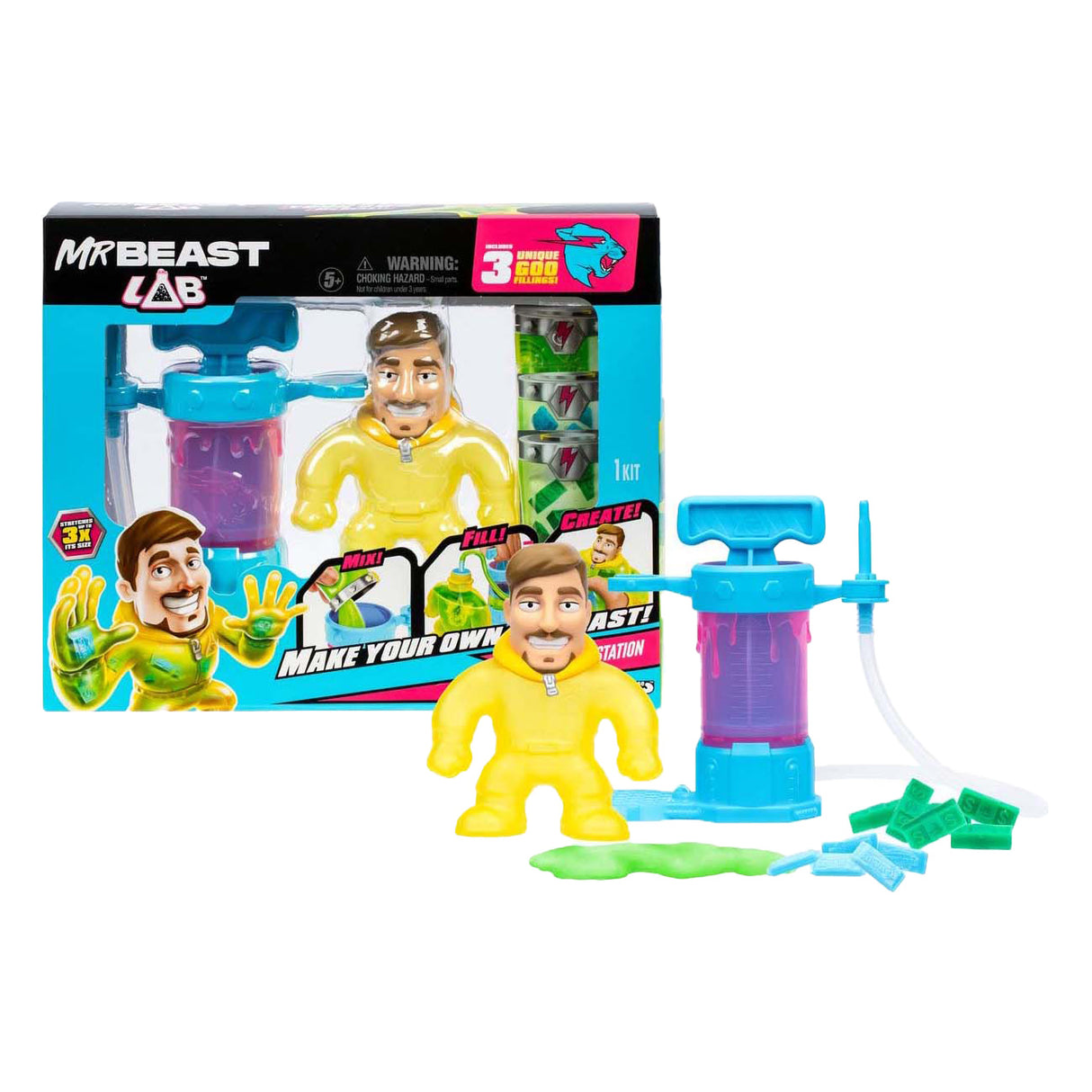 Moose toys mrbeast lab creation studio - mix, fill and create the ultimate stretchy mrbeast!