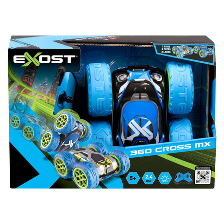 Exost RC 360 Cross MX Remote Control Stunt Car Blue Green - 12 km/h