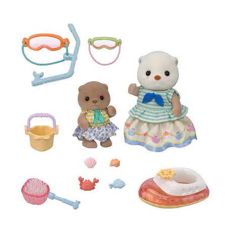 Sylvanian Famillen 5804 Sea Otter Schwëster Splashy Schnorchel Set