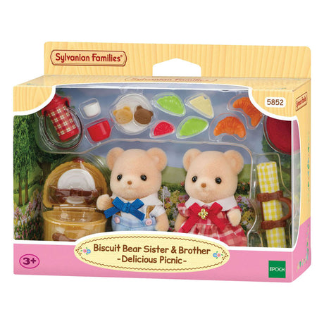 Sylvanian Families 5853 Biscuit Bear Sister and Brother - Picnic Set