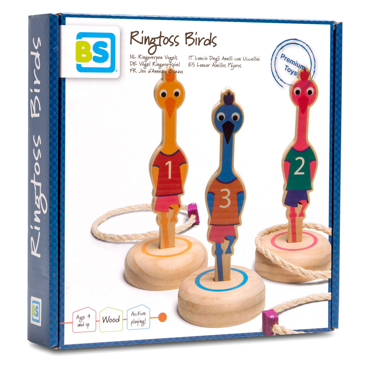 BS Toys Ringwerpen Vogels Wood Throwing Game