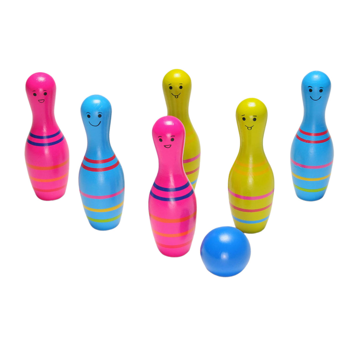 BS Spielzeug Holz Bowling Set Skittels Junior, 7dlg.