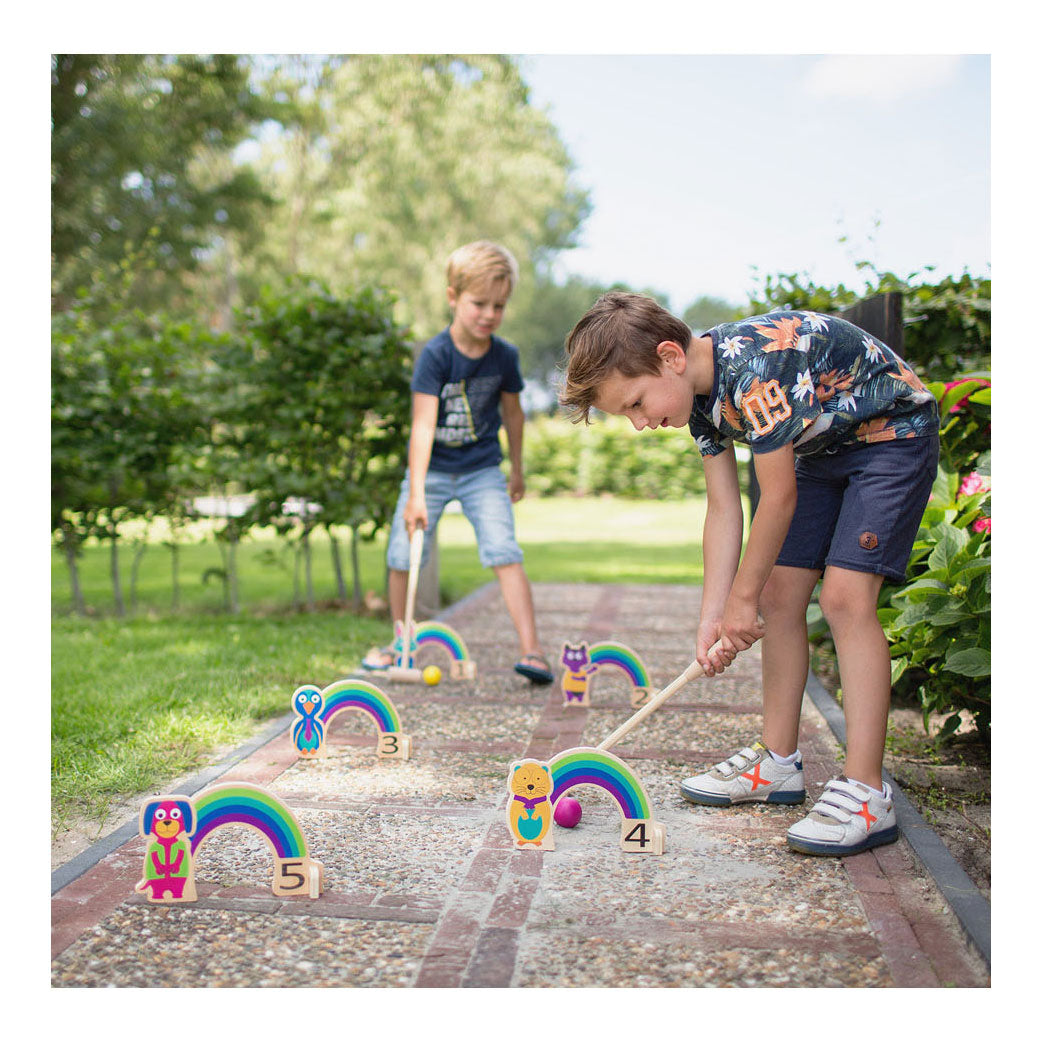 Toys BS Croquet en bois arc-en-ciel