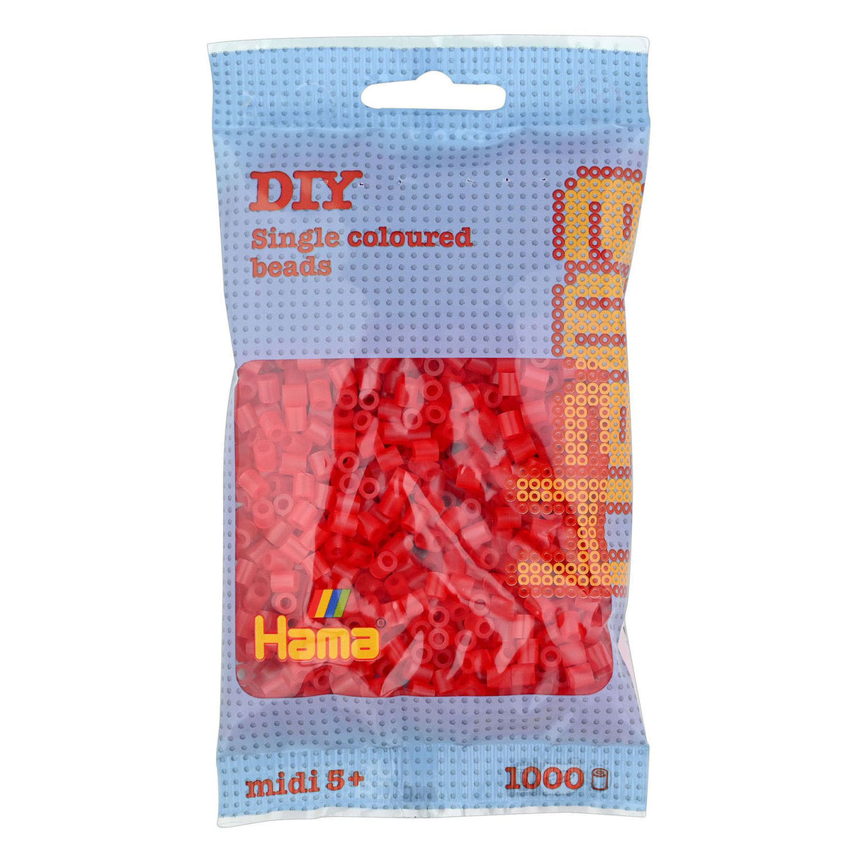 Hama Midi Iron-on Beads - Red Transparent (013), 1000 pcs.