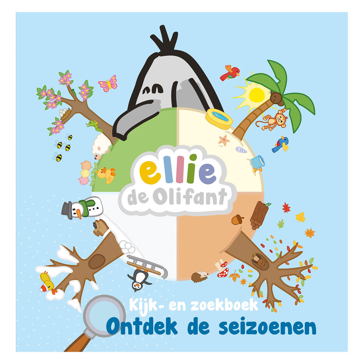 Editor Kluitman mira el libro de búsqueda Ellie de Olifant Discover the Seasons