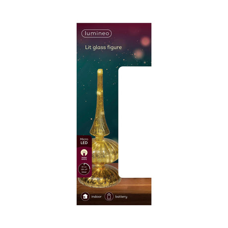 Lumineo micro led tafelpiek glas ø9x23cm goud warm wit