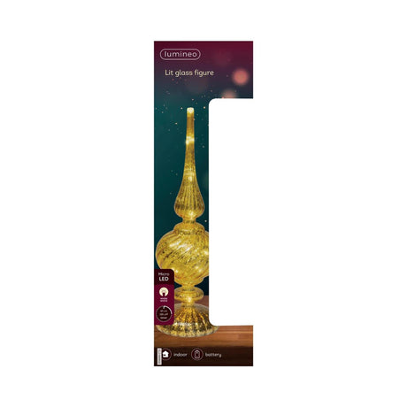 Lumineo micro led tafelpiek glas ø9x30cm goud warm wit