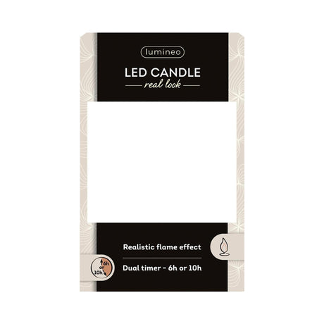 Lumineo realistische led kaars met wax pit en vlam effect ø7.5x9,5cm wit met 6uur timer werkt op batterij
