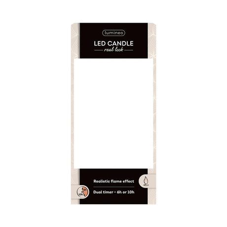 Lumineo realistische led kaars met wax pit en vlam effect ø7.5x20cm zwart met 6uur timer werkt op batterij