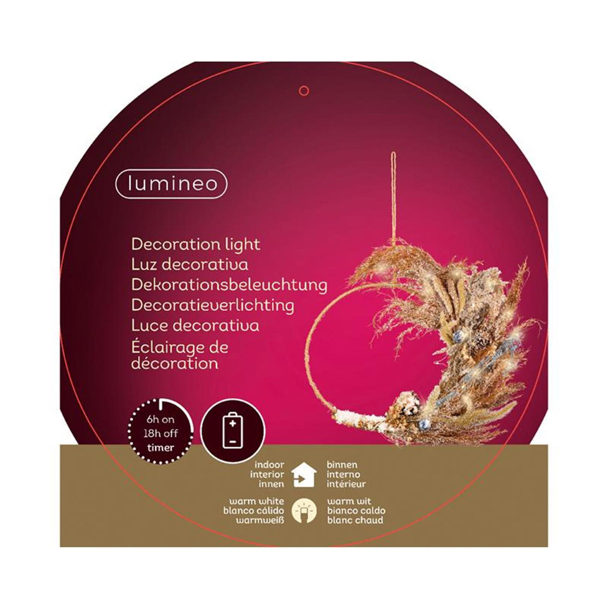 Lumineo wreath with dried flowers with lighting
