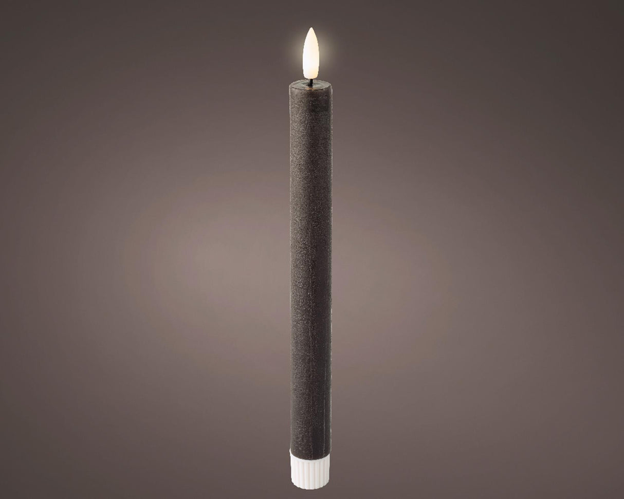 Lumineo LED dinner candle wax anthracite 2 pieces