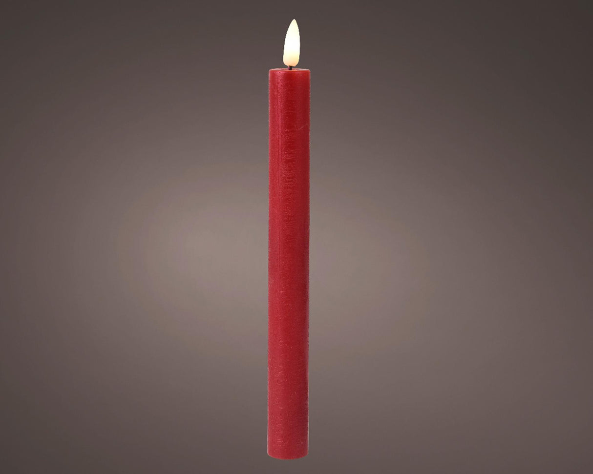 Lumineo dinner candle set LED flame 24cm red 2-piece