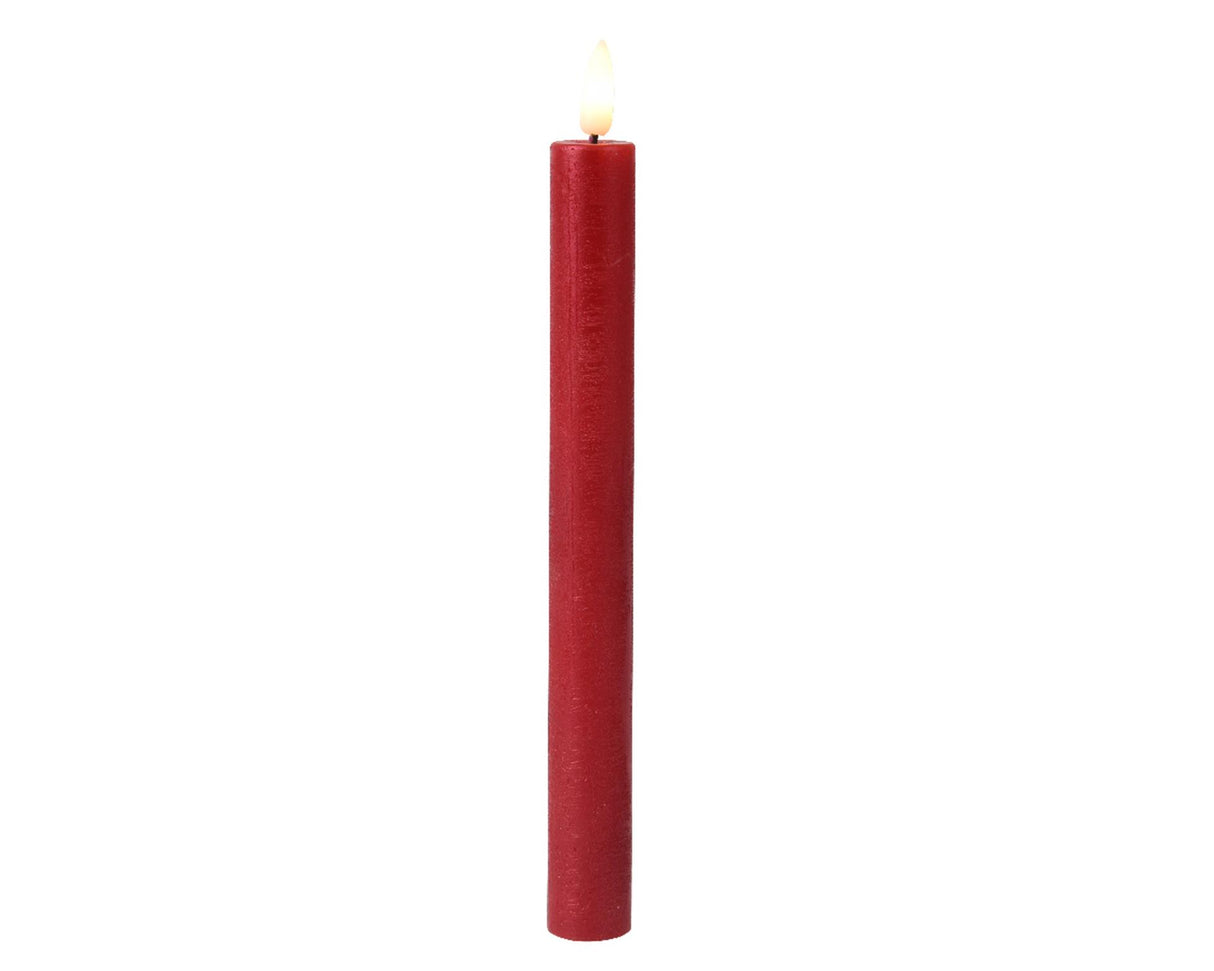 Lumineo dinner candle set LED flame 24cm red 2-piece