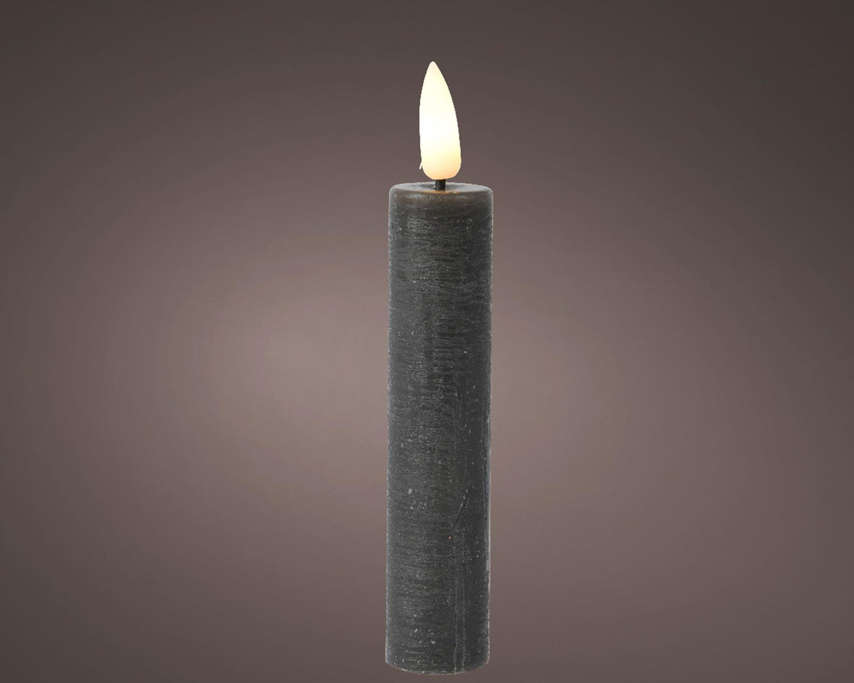 Lumineo dinner candle set LED flame 16cm gray 2-piece