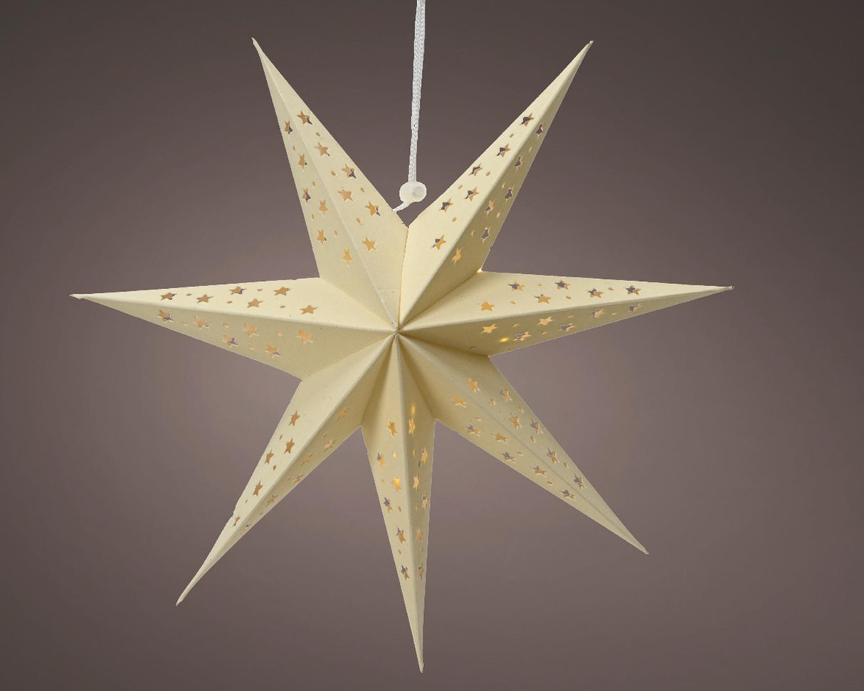 Lumineo star LED cardboard 40cm with timer cream