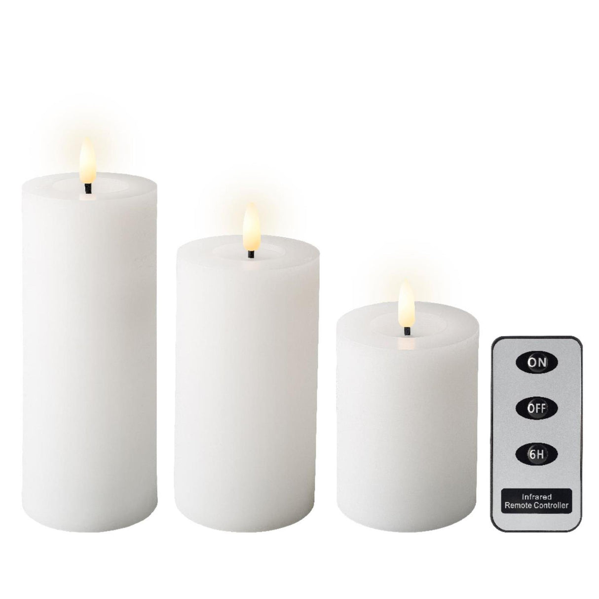 Lumineo LED candle set wax 3-piece white