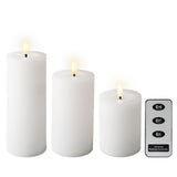 Lumineo LED candle set wax 3-piece white