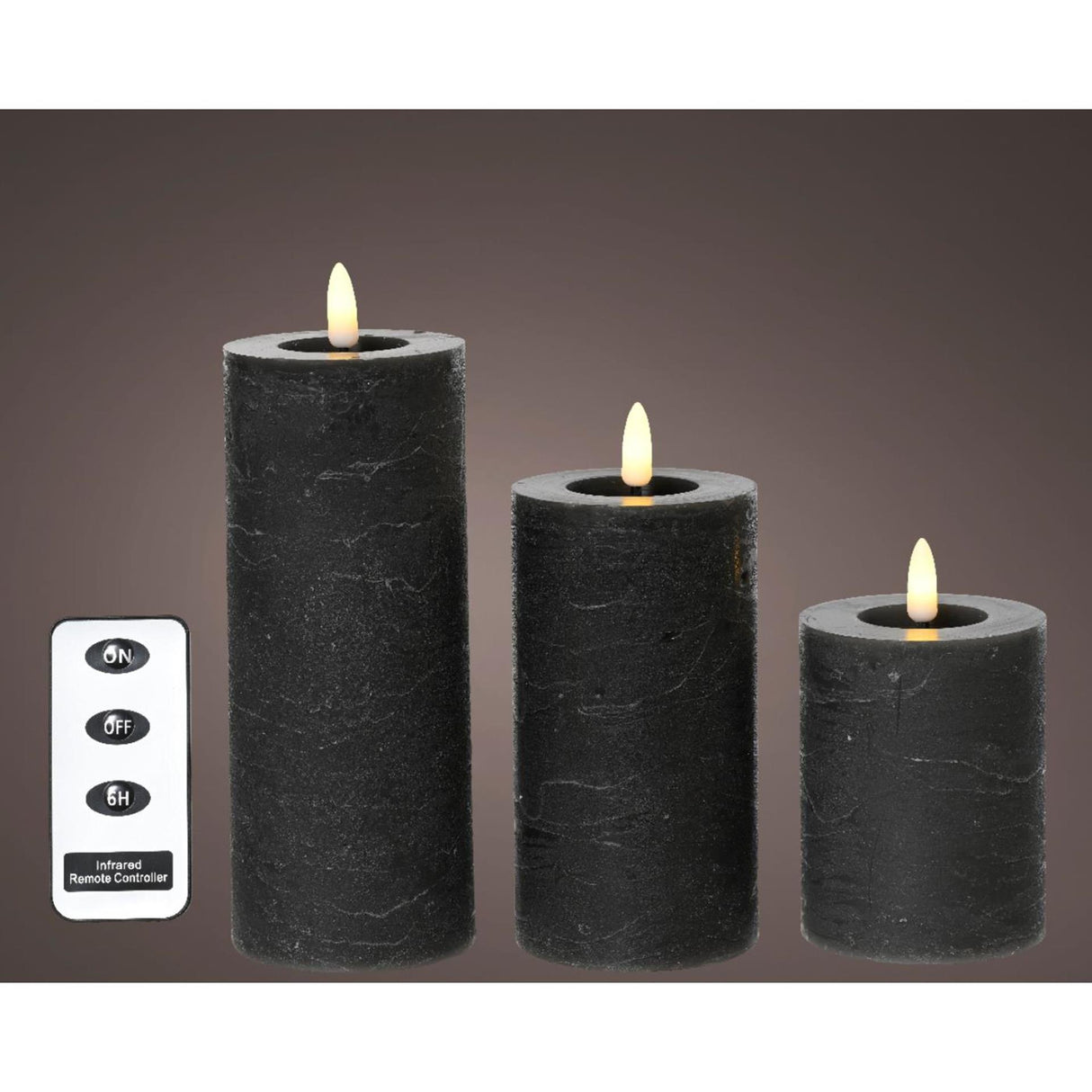 Lumineo LED candle set wax 3-piece gray