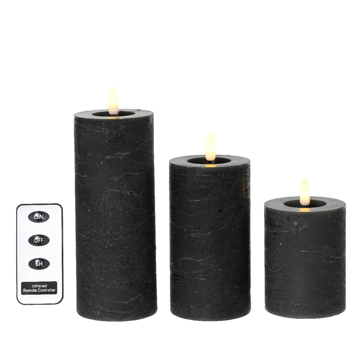 Lumineo LED candle set wax 3-piece gray