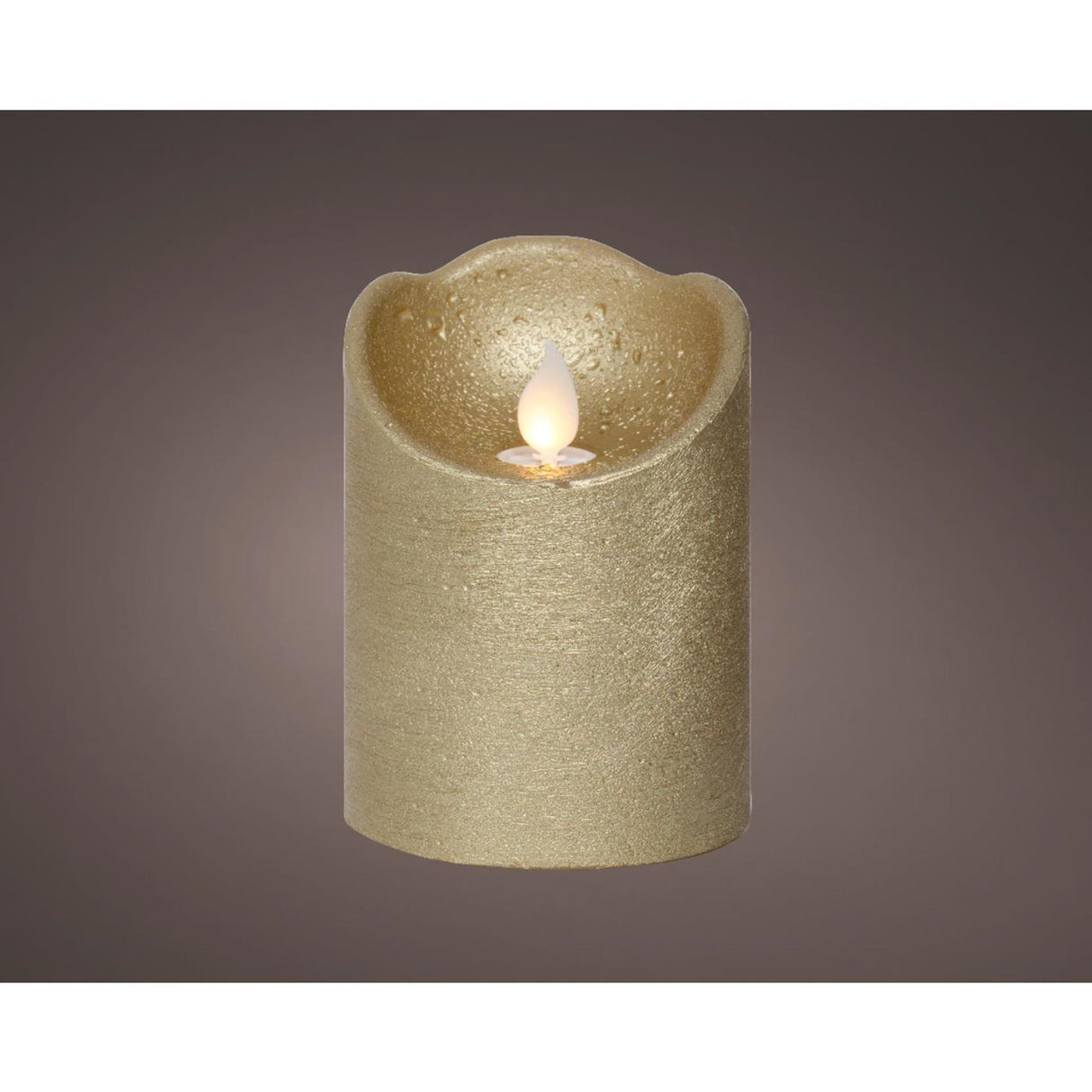 Lumineo LED waving candle wax gold ø7.5xh10cm