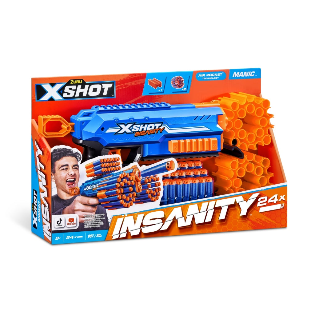 Zuru X-shot Insanity Manic Blaster + 24 rzutki