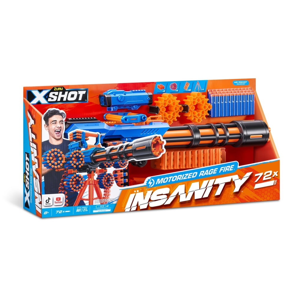 Zuru Zuru X-Shot Insanity Motorized Rage Fire Blaster + 72 Darts