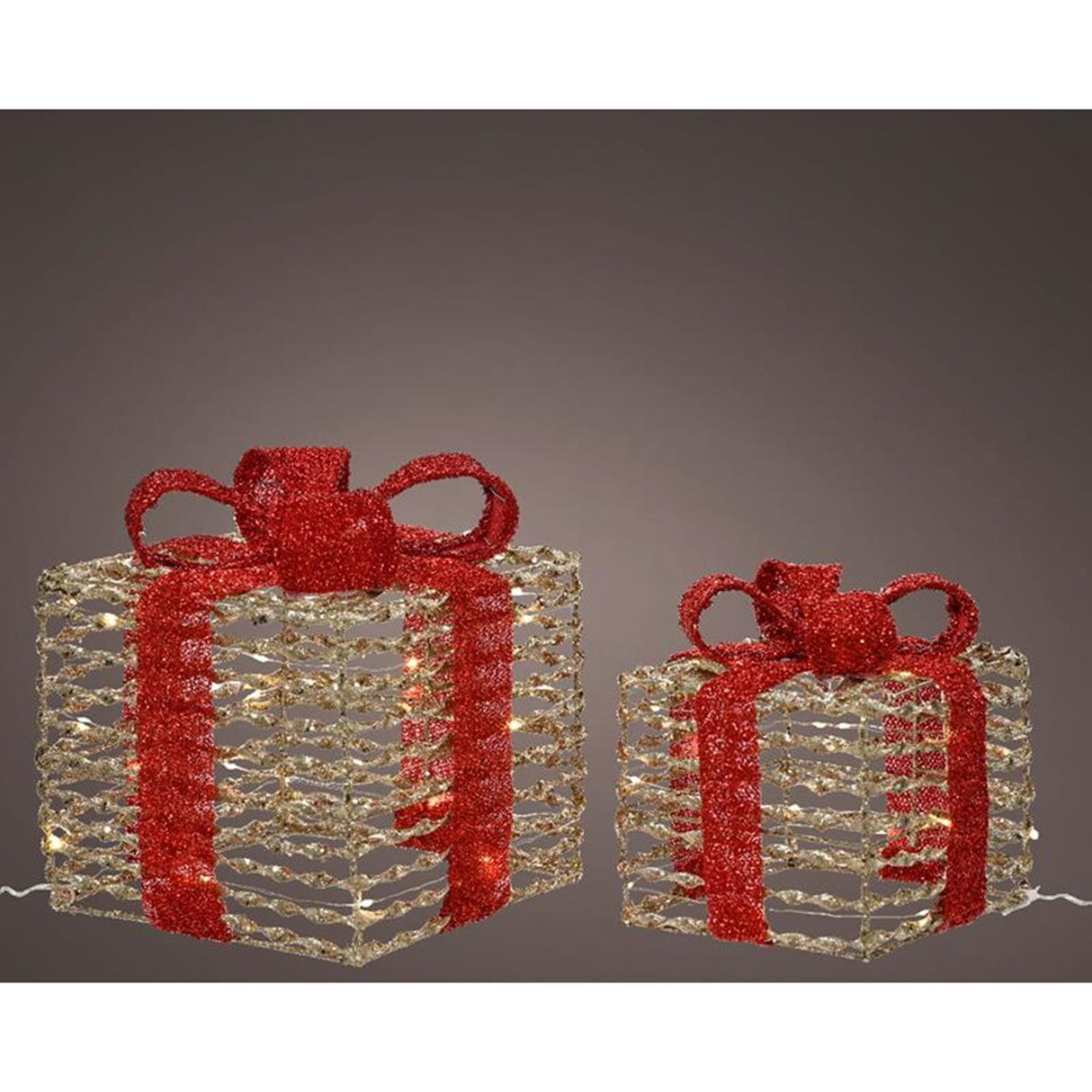 Lumineo micro LED package set 2-piece for indoor use on battery with timer gold-colored warm white