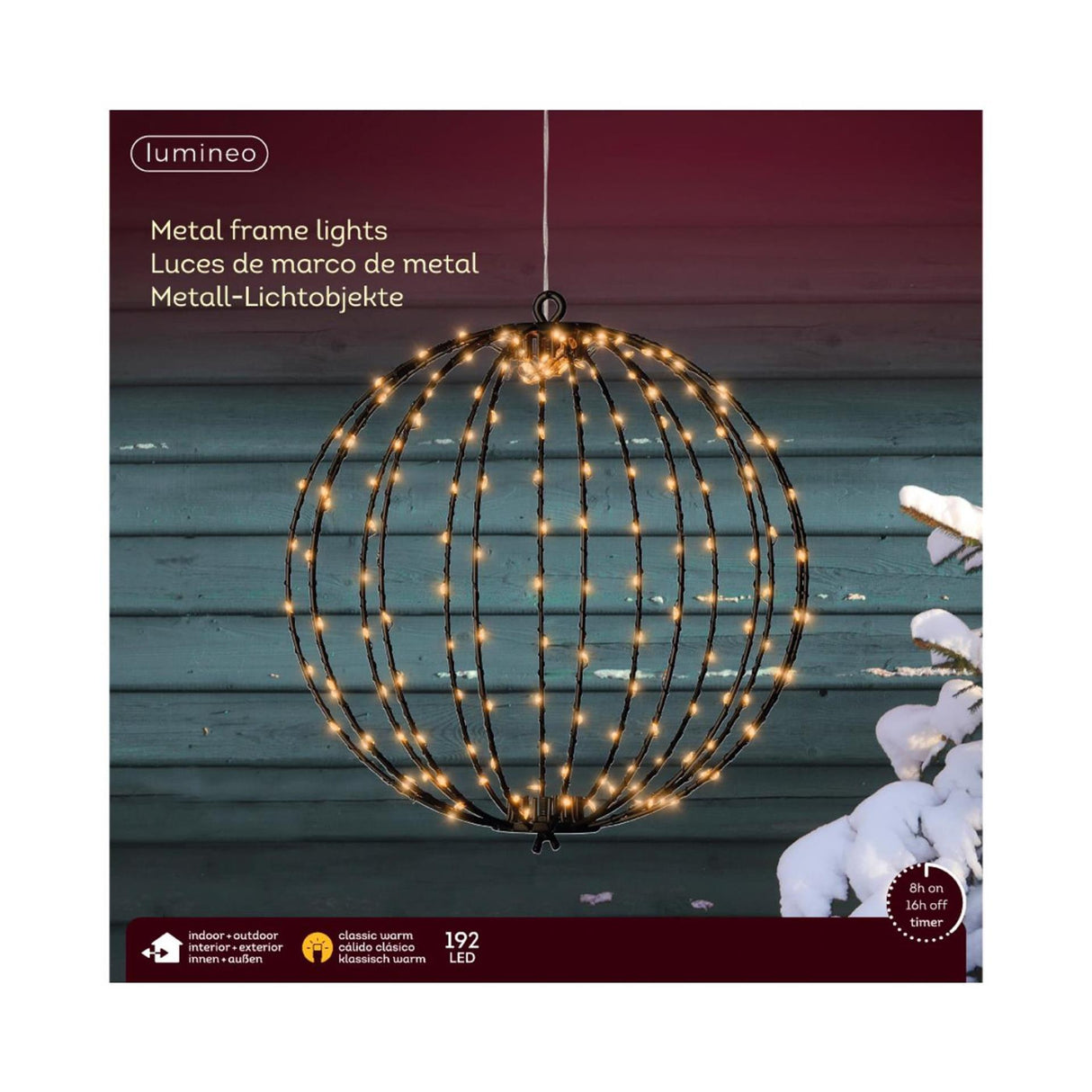 Lumineo Glühbir 192 LED Metall mat Timer ø28cm