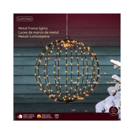 Lumineo light bulb 192LED metal with timer ø28cm