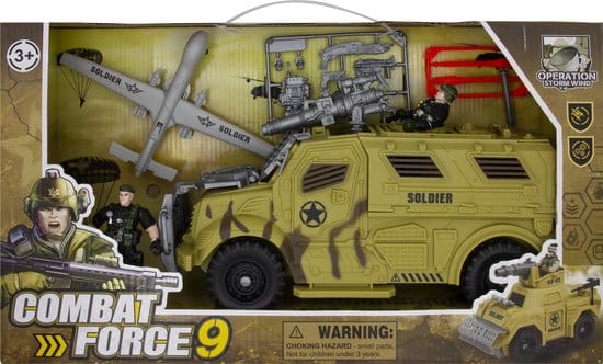 Intro combat force lower vehicle with soldiers and accessories