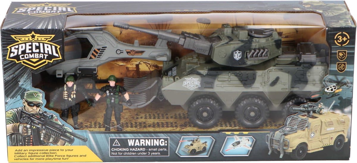 Intro special combat tank with helicopter and 2 figures