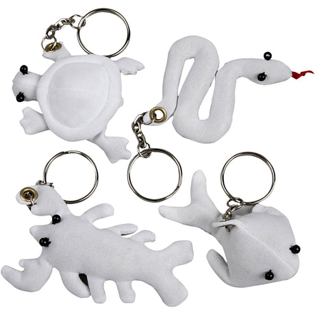 Société créative https : www.ccobby.nl-textile-figures-with-keychain-size-4-8-cm-white-4-piece-1-box