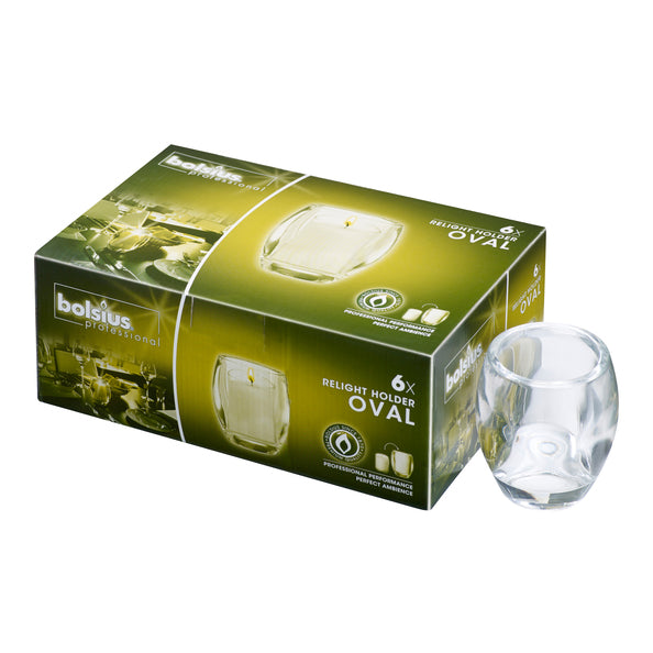 Bolsius professional relight houder oval transparant (6 stuks)