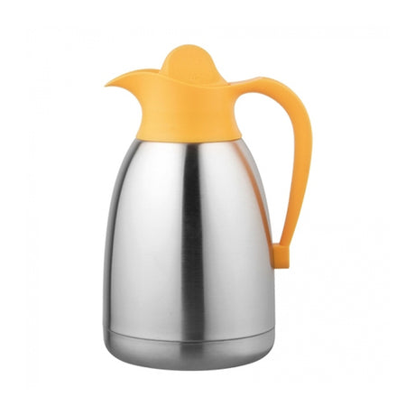 Jarro isolado em aço inoxidável Cater-profi com tampa de rosca amarela 1,5l