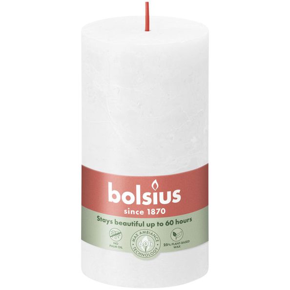 Bolsius rustic pillar candle cloudy white ø68x130 mm 60 hours (4 pieces)