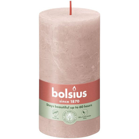 Bolsius rustic pillar candle misty pink ø68x130 mm 60 hours (4 pieces)