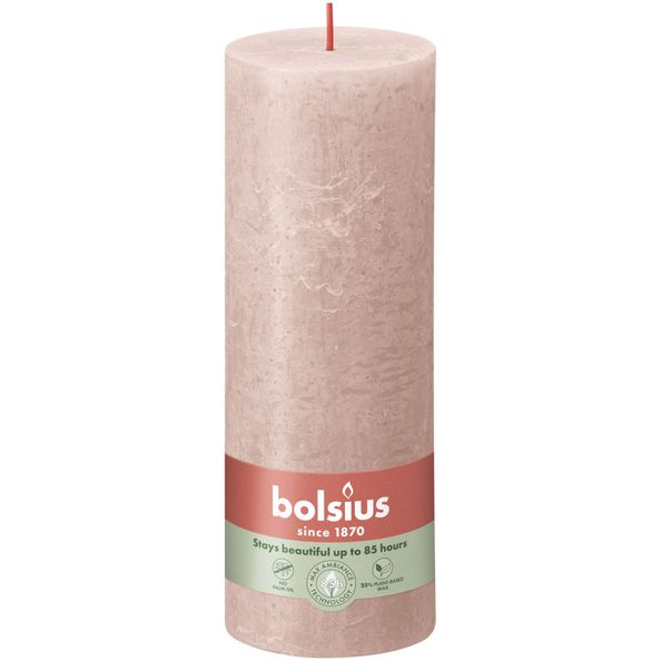 Bolsius rustic pillar candle misty pink ø68x190 mm 85 hours (4 pieces)
